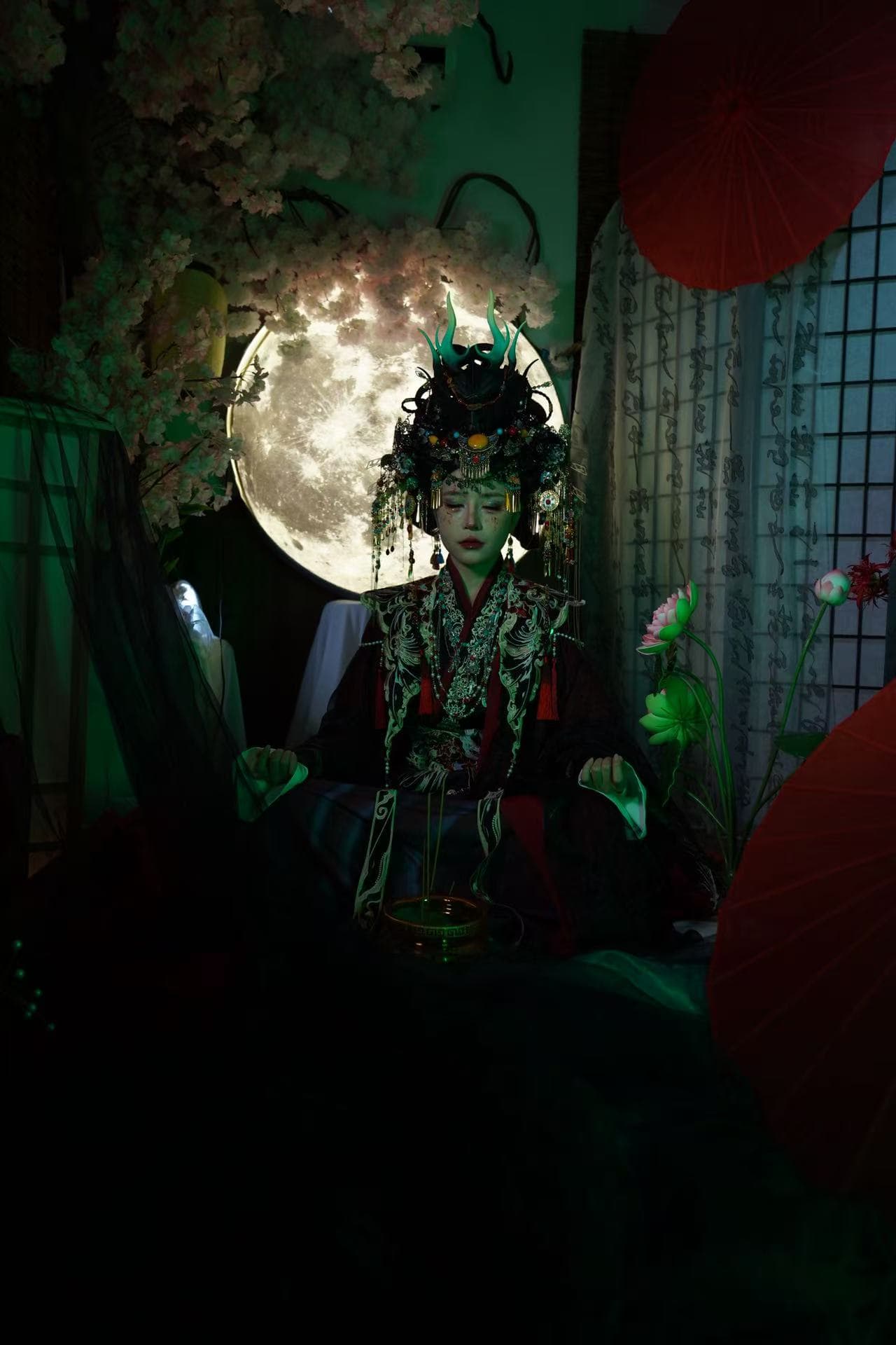 The practitioner seated in meditation